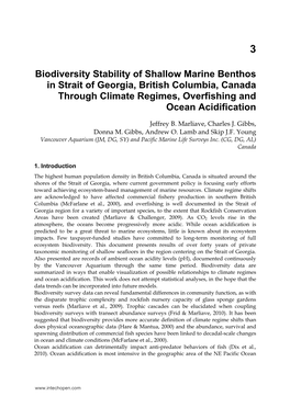 Biodiversity Stability of Shallow Marine Benthos in Strait of Georgia, British Columbia, Canada Through Climate Regimes, Overfishing and Ocean Acidification