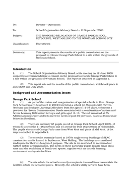 Introduction Background and Accommodation Issues Grange