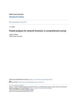 Packet Analysis for Network Forensics: a Comprehensive Survey