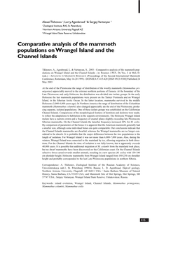 Comparative Analysis of the Mammoth Populations on Wrangel Island and the Channel Islands