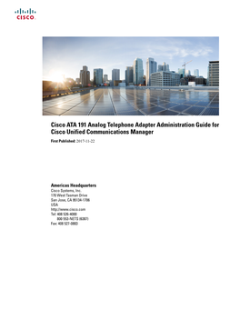 Cisco ATA 191 Analog Telephone Adapter Administration Guide for Cisco Unified Communications Manager