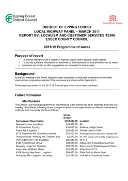 March 2011 Report By: Localism and Customer Services Team Essex County Council