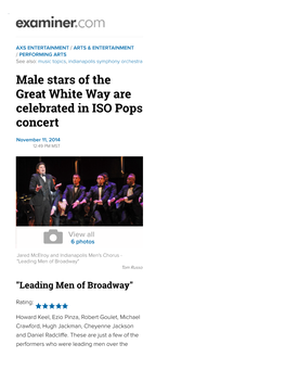 Male Stars of the Great White Way Are Celebrated in ISO Pops Concert