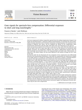 Cone Signals for Spectacle-Lens Compensation: Differential Responses to Short and Long Wavelengths Q