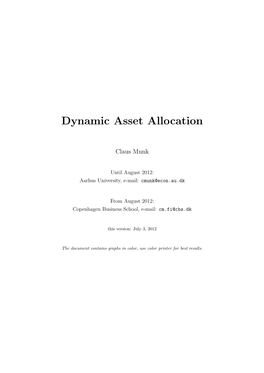 Dynamic Asset Allocation