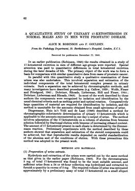 A Qualitative Study of Urinary 17-Ketosteroids in Normal Males and in Men with Prostatic Disease