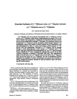 Enzymaticsynthesisof [1@@11C]Pyruvicacid, L-[1-11C]Lacticacidand