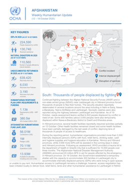 AFGHANISTAN South: Thousands of People Displaced by Fighting