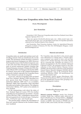 Three New Uropodina Mites from New Zealand