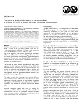 Guideline of Artificial Lift Selection for Mature Field M