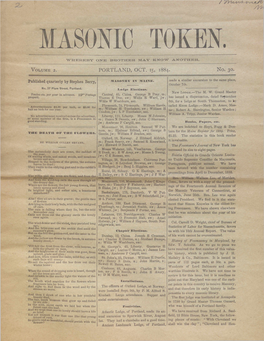 Masonic Token: October 15, 1884