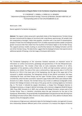 1 Characterisation of Organic Matter in the Torridonian Using Raman