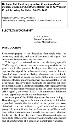 Electromyography. Encyclopedia of Medical Devices And