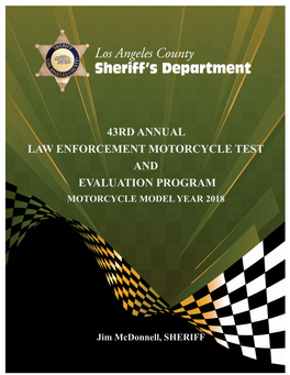 43Rd Annual Law Enforcement Motorcycle Test and Evaluation Program Motorcycle Model Year 2018