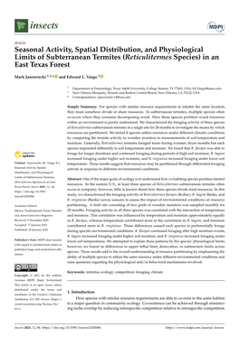 Seasonal Activity, Spatial Distribution, and Physiological Limits of Subterranean Termites (Reticulitermes Species) in an East Texas Forest
