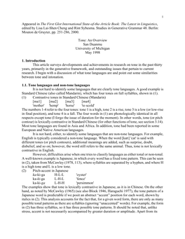 Appeared in the First Glot International State-Of-The-Article Book: the Latest in Linguistics, Edited by Lisa Lai-Shen Cheng and Rint Sybesma