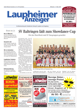 SV Baltringen Lädt Zum Showdance-Cup