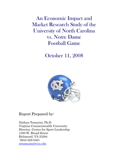 An Economic Impact and Market Research Study of the University of North Carolina Vs