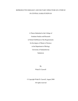 Reproductive Biology and Nectary Structure of Lythrum