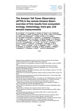 (ATTO) in the Remote Amazon Basin: Overview of First Results From