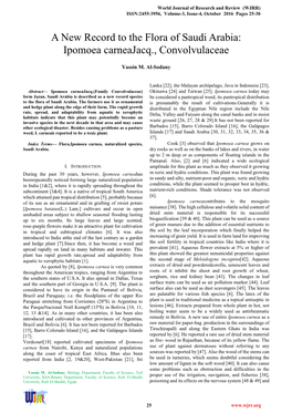 A New Record to the Flora of Saudi Arabia: Ipomoea Carneajacq., Convolvulaceae