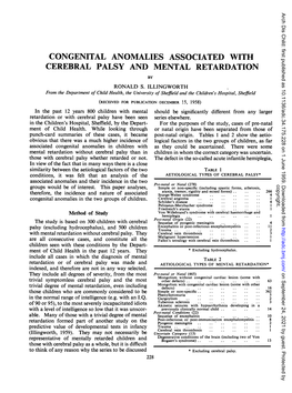 Congenital Anomalies Associated with Cerebral Palsy and Mental Retardation by Ronald S