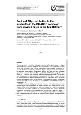 Soot and SO2 Contribution to the Supersites in the MILAGRO