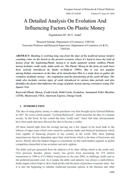 A Detailed Analysis on Evolution and Influencing Factors on Plastic Money