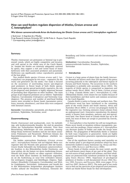 How Can Seed Feeders Regulate Dispersion of Thistles, Cirsium Arvense and C