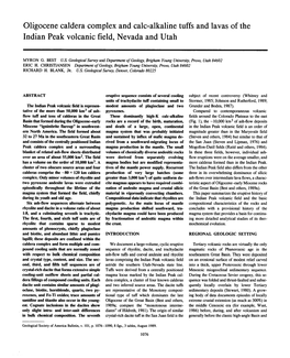 Oligocene Caldera Complex and Calc-Alkaline Tuffs and Lavas of the Indian Peak Volcanic Field, Nevada and Utah