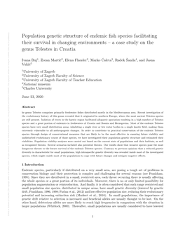 Population Genetic Structure of Endemic Fish Species Facilitating
