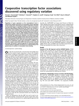 Cooperative Transcription Factor Associations Discovered Using Regulatory Variation