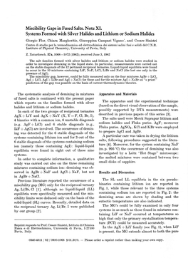 Miscibility Gaps in Fused Salts. Note XI. Systems Formed with Silver