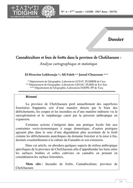 Cannabiculture Et Feux De Forêts Dans La Province De Chefchaouen : Analyse Cartographique Et Statistique