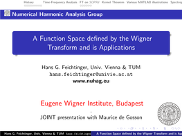 A Function Space Defined by the Wigner Transform and Is Applications
