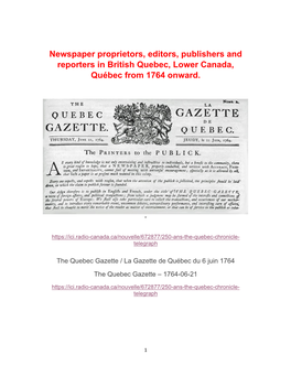 Newspaper-Proprietors-In-British-Quebec-Lower-Canada-From-1764-To-Confederation