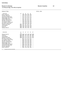 Centrebus Buxton to Glossop Bowers Coaches 61