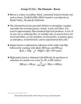 Group 13 (3A) - the Elements - Boron