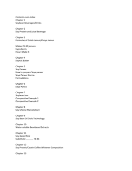 Contents-Cum-Index Chapter 1 Soybean Beverages/Drinks