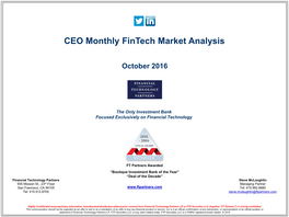 CEO Monthly Fintech Market Analysis