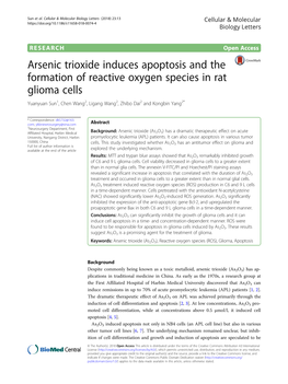 Arsenic Trioxide Induces Apoptosis and the Formation of Reactive Oxygen Species in Rat Glioma Cells