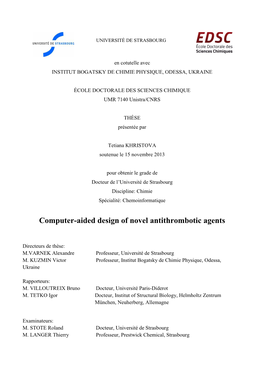 Computer-Aided Design of Novel Antithrombotic Agents