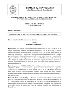 COMUNE DI MONTEFLAVIO Citta Metropolitana Di Roma Capitale