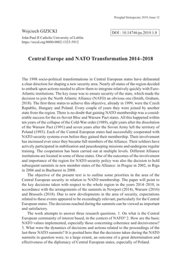 Central Europe and NATO Transformation 2014–2018