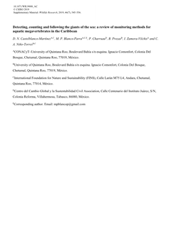 Detecting, Counting and Following the Giants of the Sea: a Review of Monitoring Methods for Aquatic Megavertebrates in the Caribbean