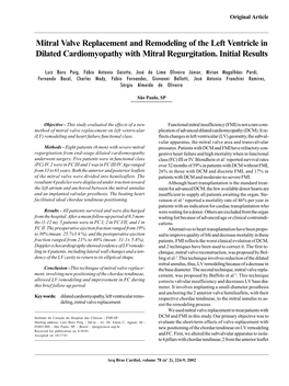 Mitral Valve Replacement and Remodeling of the Left Ventricle in Dilated Cardiomyopathy with Mitral Regurgitation. Initial Results