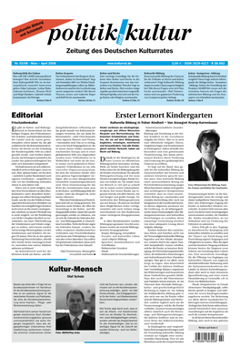Kultur-Mensch Editorial Erster Lernort Kindergarten