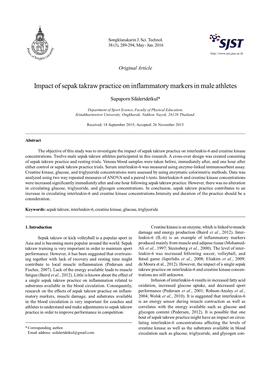 Impact of Sepak Takraw Practice on Inflammatory Markers in Male Athletes