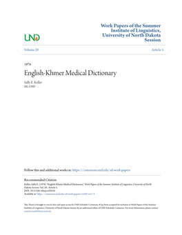 English-Khmer Medical Dictionary Sally E