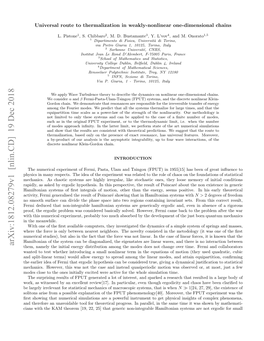 Arxiv:1812.08279V1 [Nlin.CD] 19 Dec 2018 Them, Namely the Initial Energy Distribution Among the Modes Does Not Change Over Time